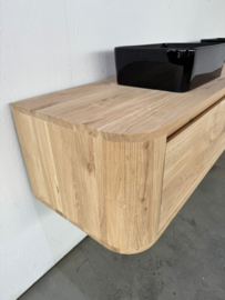 Massief eiken curved badkamermeubel met ronde hoeken