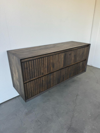 Badmeubel ribbelfront massief eiken zwevend charcoal | Bussum
