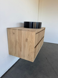 Massief eiken badkamermeubel ribbelfront model Amsterdam 100x50x50cm