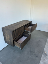 Badmeubel ribbelfront massief eiken zwevend charcoal | Bussum