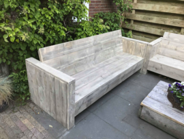 Tuinbank van Steigerhout met smalle armleuningen