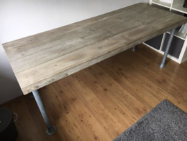 Bureau van steigerhout met steigerbuis