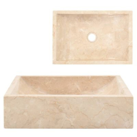 waskom marmer rechthoek 45x30x12cm creme