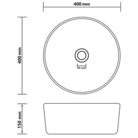 Waskom keramiek rond 40x15cm mat diverse kleuren