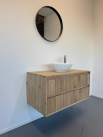Eiken badkamermeubel ribbelfront model Amsterdam 2 lades