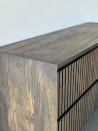 Badmeubel ribbelfront massief eiken zwevend charcoal | Bussum