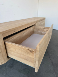 Massief eiken curved tv meubel met ronde hoeken