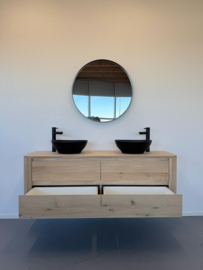 Eiken badkamermeubel curved met ronde hoeken 4 lades