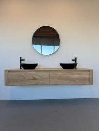 Massief eiken curved badkamermeubel met ronde hoeken