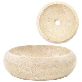 waskom marmer rond bol 40x12cm creme