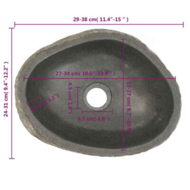 Waskom riviersteen ovaal  ca. 29-38 x 24-31 x 12cm