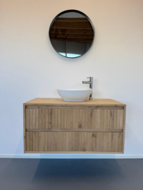 Eiken badkamermeubel ribbelfront model Amsterdam 2 lades