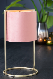 Tafellamp SANTOS mat zwart kap donker groen/roze/taupe 35 cm hoog