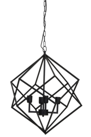 Hanglamp  DRIZELLA mat zwart met 4 lampen.