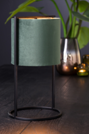 Tafellamp SANTOS mat zwart kap donker groen/roze/taupe 35 cm hoog