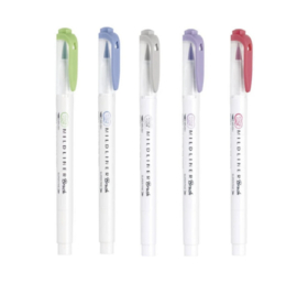 Zebra Mildliner Brush pennen || Cool  colors || set van 5 stuks