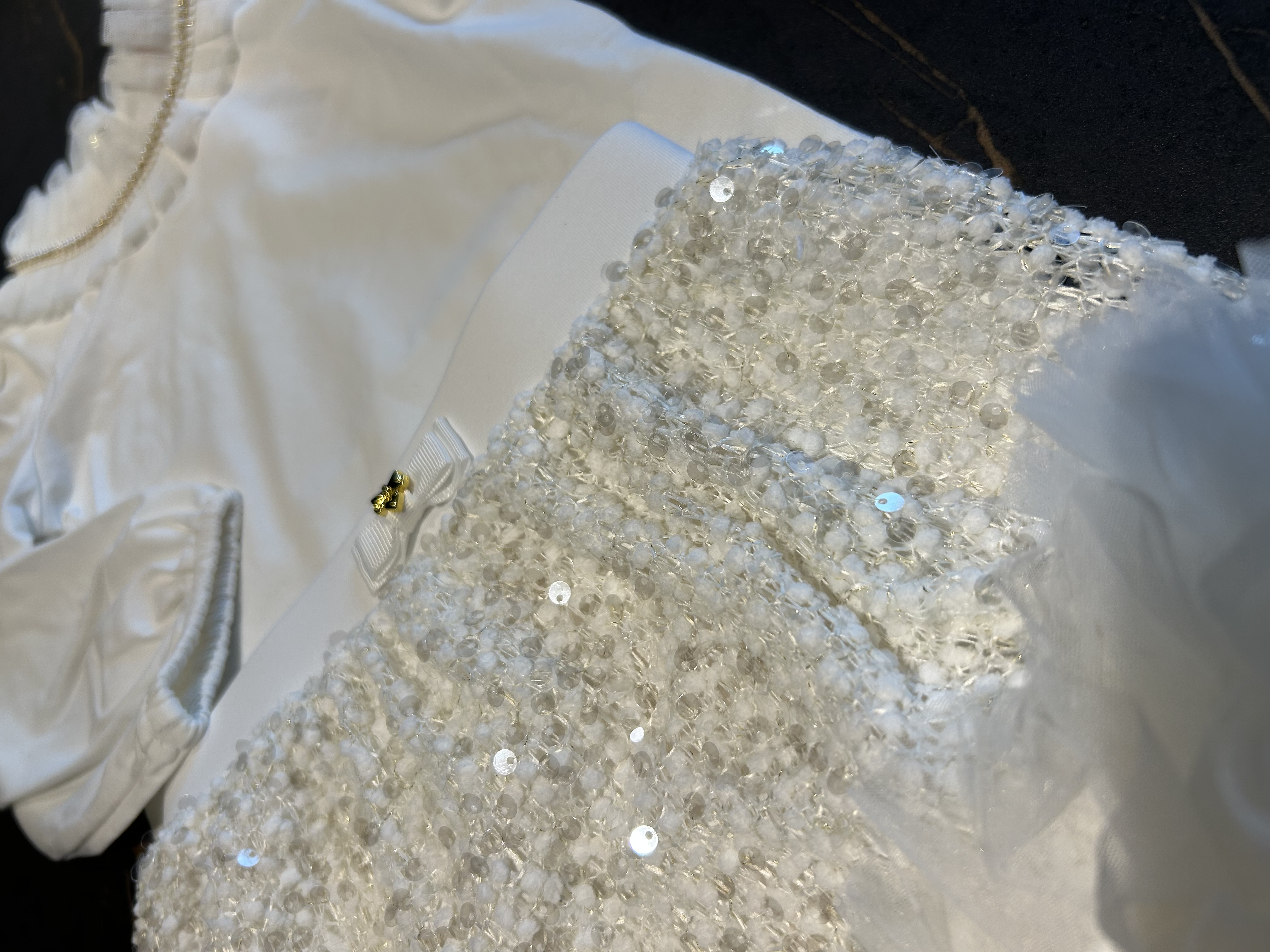 Witte set rokje en shirt met parels