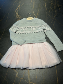 Grijze jurk met tulle rok