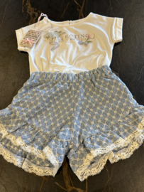 Setje short en shirt blauw wit