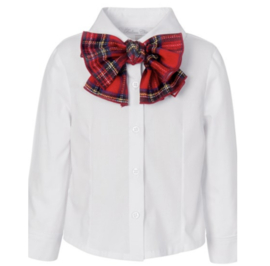 Witte blouse met rode strik