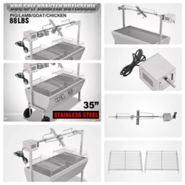 Speenvarken, Lams Grill BBQ met elektrische motor tot 40Kgs.