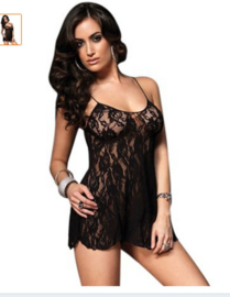 Plus Size Sexy Intieme Kanten Jurk Babydoll + G String