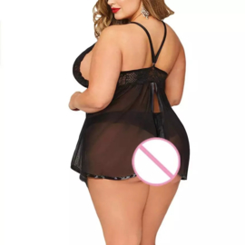 Hot Vrouwen Plus Size Doorzichtige Lace Open Back Lingerie Babydoll