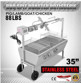 Speenvarken, Lams Grill BBQ met elektrische motor tot 40Kgs.