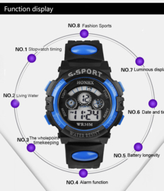 Jongens digitale merk horloge sport mens,  led, alarm, datum, klok
