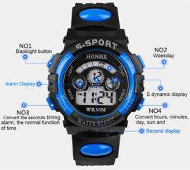 Jongens digitale merk horloge sport mens,  led, alarm, datum, klok