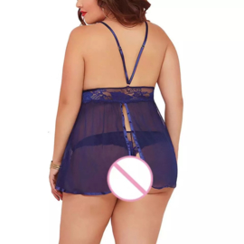 Hot Vrouwen Plus Size Doorzichtige Lace Open Back Lingerie Babydoll