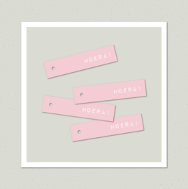 Label - hoera - zacht roze