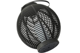 Grote Solarlantaarn in Rotanlook met LED-kaars Zwart Antraciet - H=45,5cm  HH3010