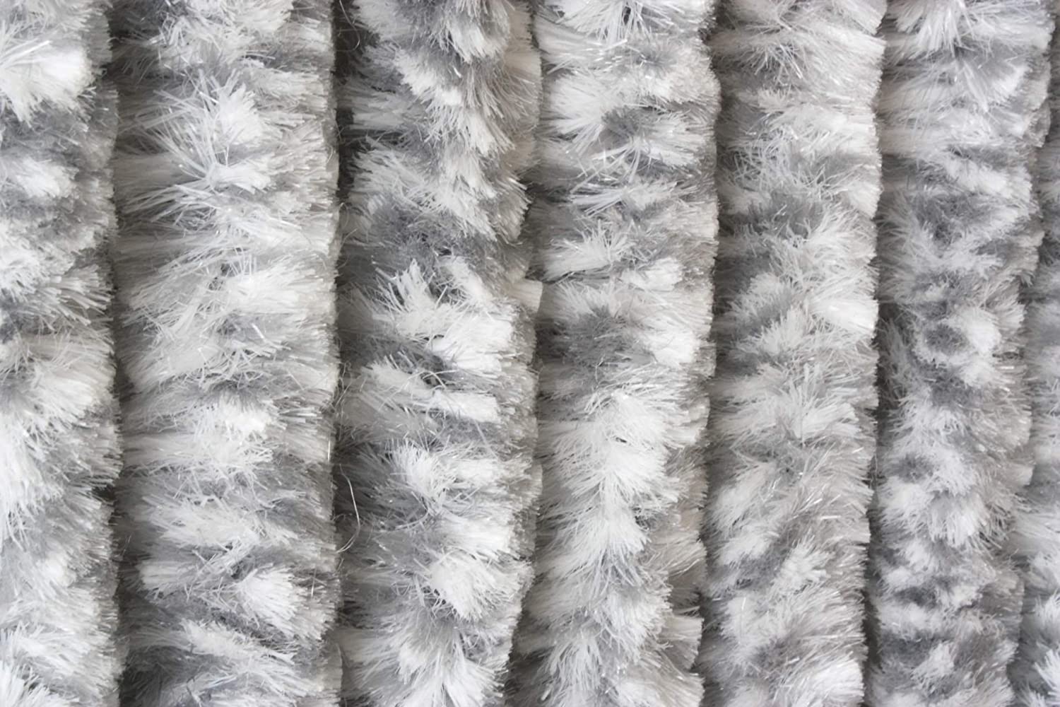 Vliegengordijn - pluche - kattenstaart - 90 x 220 cm - grijs  HH2550