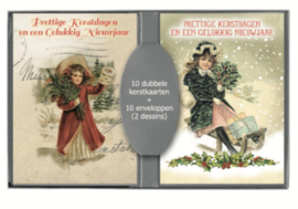50 stuks Kerstkaarten - Nieuwjaarskaarten - Nostalgische - Vintage met envelop | 5 doosjes | serie 19 - 4