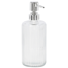 Set van 2 stuks - Zeeppompje / Zeepdispenser 400ML - geribbeld glas met verchroomd pompje - CC2300B
