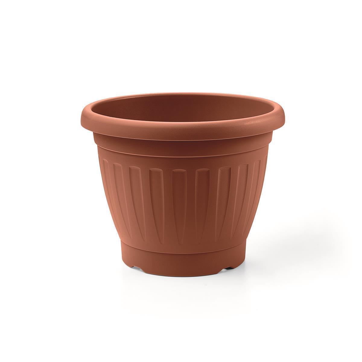 Ronde Bloempot 20x15,5cm - Kunststof - Geribbeld - Terracotta  CC9055