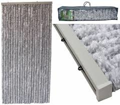 Vliegengordijn - pluche - kattenstaart - 90 x 200 cm - grijs / wit  HH2500