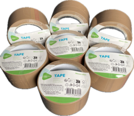 12 x Plakband rollen - Verpakkingstape bruin - 50m x 50mm  CC7520