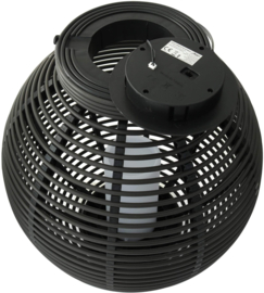 Grote Solarlantaarn in Rotanlook met LED-kaars Zwart Antraciet - H=45,5cm  HH3010