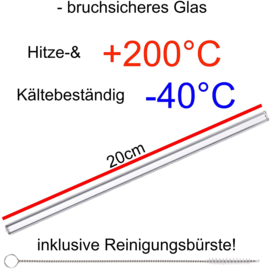 Luxe Glazen Rietjes met Schoonmaakborstel - 4 stuks - CC1150