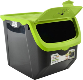 Bewaardoos voor Aardappels , Groenten en Fruit met Deksel - 12L - Zwart/Groen EE1060GN