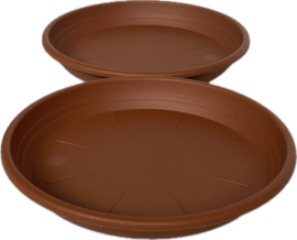 Set van 2 stuks - Opvangschaal/Onderbord - Kunststof - Rond 19 cm - Terracotta  CC9010