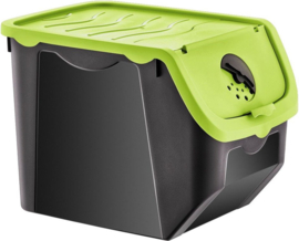 Bewaardoos voor Aardappels , Groenten en Fruit met Deksel - 12L - Zwart/Groen EE1060GN