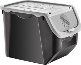 Bewaardoos voor Aardappels , Groenten en Fruit met Deksel - 12L - Zwart/Grijs EE1060G