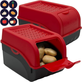 Aardappelbewaarbox met deksel - 5 Liter - 4 kg  - Rood / Antraciet   EE1040B