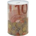 Spaarpot geldbiljet 10 euro afbeelding  H=15cm D=10cm