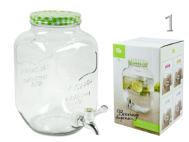 Drankdispenser glas 4 Liter 4 ass kleur  EE1600