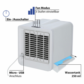 Mini Aircooler - Luchtkoeler - Ventilator - USB Ventilator - 17x18x17cm  HF1100