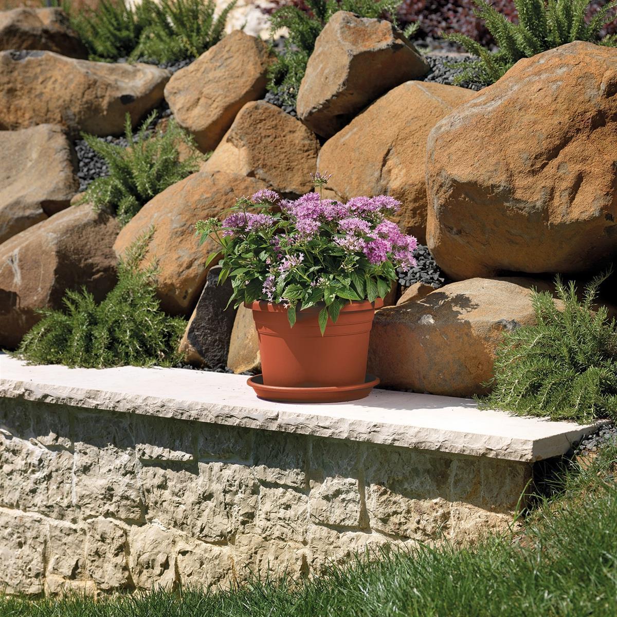 Ronde Bloempot 20x15,5cm - Kunststof - Geribbeld - Terracotta  CC9055